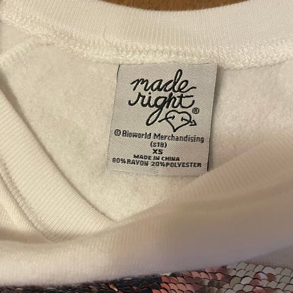 Naughty Nice Sweatshirt White with Red & Silver Sequins Sz XS Christmas Holiday - Picture 8 of 10